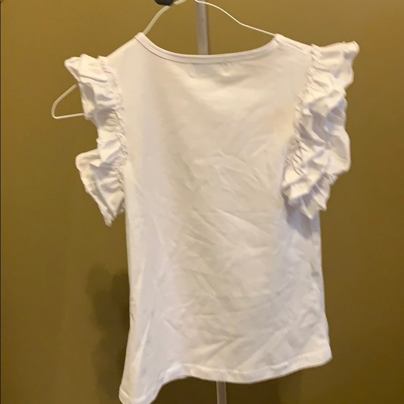 Girls size 8 white ruffle tee - Picture 3 of 4